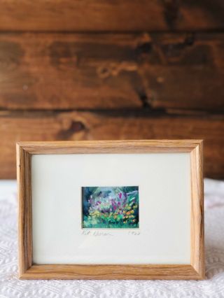 Kit Hurn 1988 Small Floral Painting Signed With Frame