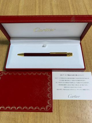 Cartier Ballpoint Pen Santos De Cartier Pen Bordeaux Gold With Case From Jp - 30