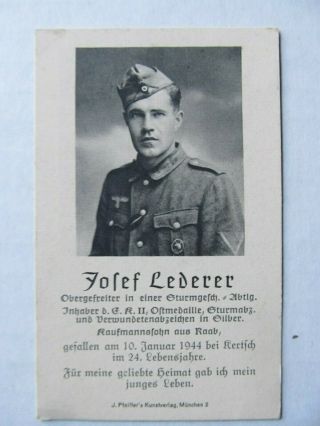 Very Rare Wwii German Death Card,  Kia Near Kertsch,  Self Propelled Assault Gun