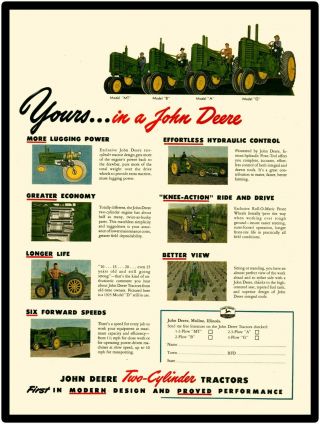 John Deere 2 Cylinder Tractors,  G,  A,  B,  Mt Metal Sign: Large Size 12 X 16