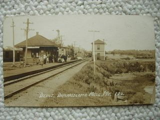 Rppc - Damariscotta Mills Me - Maine - Railroad Station - Signal Tower - Train Depot