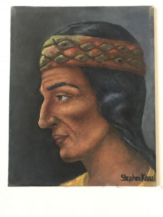 1944 Native American Man Painting By Stephen Kissel Oil On Canvasboard