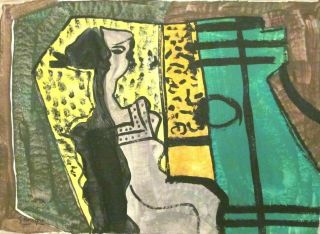 Vintage Abstract Acrylic On Canvas Georges Braque Modern Art 20th Century
