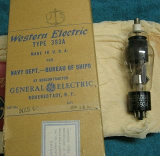 1943 Wwii Us Navy Western Electric Thyratron Ge 393a Tube W Box Part A