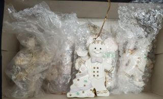Five (5) Lenox Classics Gingerbread Man Ornaments Accordion Handpainted Vg