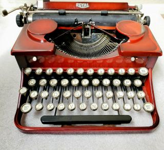 Red Vintage 1930’s Royal Portable Typewriter Model P Gorgeous,
