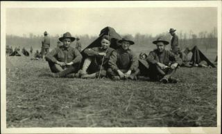 Wwi Us Army Soldiers Tents In The Field Rppc Real Photo Postcard