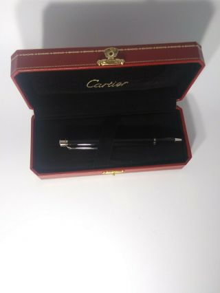 Cartier Pasha De Cartier Ballpoint Pen Black & Platinum Rare Exc.  Cond.