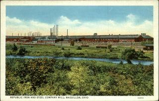 Republic Iron And Steel Co Mill Massillon Ohio 1930s Vintage Postcard