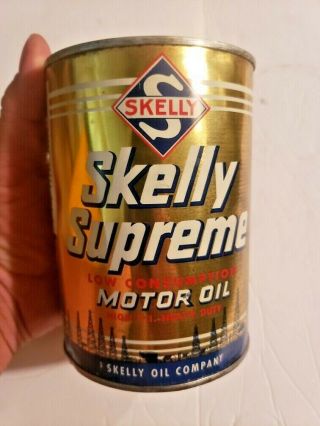 Vintage Skelly Supreme Qt Motor Oil Can