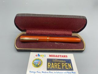 Vintage Sheaffer 3 - 25 Orange Flat Top Fountain Pen 5.  3 " Near Restored