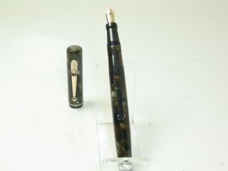 Mabie Todd Swan Minor No 2 Marbled Fountain Pen Flexy 14ct F Nib Serviced