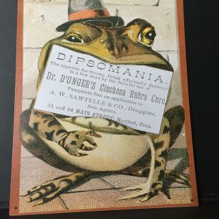 Druggist Sign Toad Frog Prohibition Cure Strong Drink Dipsomania Alcohol Retro