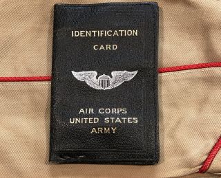Rare Wwii Army Air Corps Pilot Id Card Leather Wallet - Silver Wing Embossed