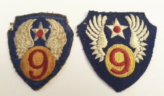 (2) Old Wwii Usaaf Army 9th Air Force Patches (different Types)