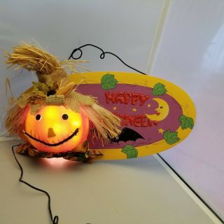 Fiber Optic Pumpkin Jack - O - Lantern Halloween Sign Display