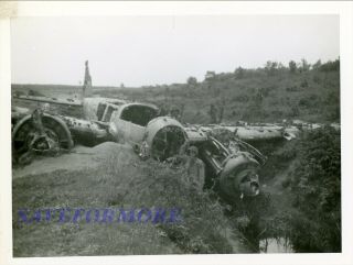 Wwii Photo: Wrecked German He - 111 Bomber,  Italy