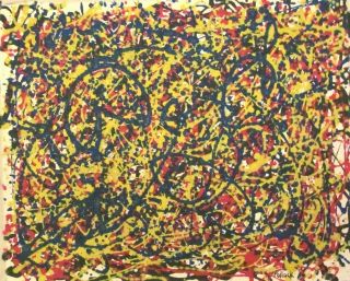 Vintage Abstract Canvas Signed Jackson Pollock,  Modern Art 20th Century