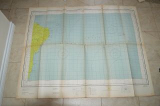 1944 Army Wwii Long Range Air Navigation Chart Topographic Map Brazil