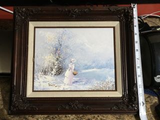 Emery Walton Oil Painting Victorian Woman River Bank White Birch Trees Landscape