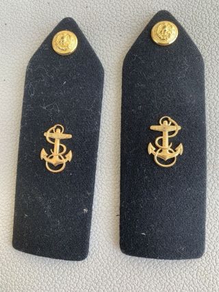 Ww2 ? Us Navy Officer Dress Blue Brass Anchor Shoulder Hamburg Insignia