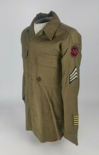Wwii Ww2 Us Army 27th Infantry Division Sergeant Wool Service Shirt Overseas Bar