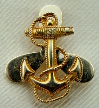 WWII STERLING SILVER US NAVY WAVES ANCHOR PROPELLER PIN 2