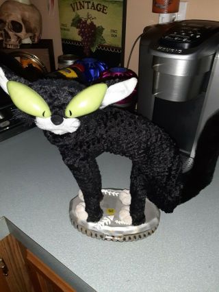 Vintage Gemmy Halloween Black Fraidy Scaredy Cat Meows & Sings For Repair? Read