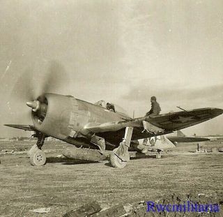 Org.  Photo: P - 47 Fighter Plane Taxiing For Take - Off On Airfield