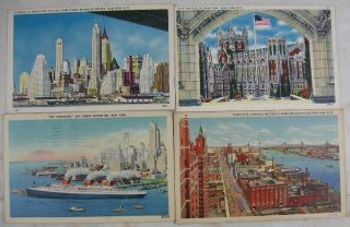 7 Antique Postcards York City,  Ny Bridges College Skyline Grant 