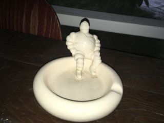 Vintage Michelin Man (mr.  Bibendum) Porcelian Butter Dish/ash Tray