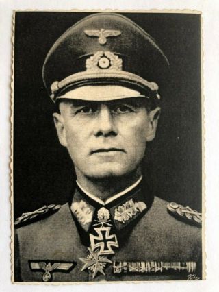 Erwin Rommel - Photograph With Third Reich Stamp On Reverse
