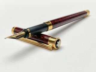 Vintage Montblanc Noblesse Lacquer Red Marble No.  18150 Fountain Pen