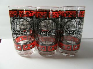 6 Coca Cola Coke Tiffany Style Glass Tumblers Glasses 2