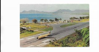 St Lucia British W Indies Vigie Airport Postcard Liat Bac 1 - 11 - Faults