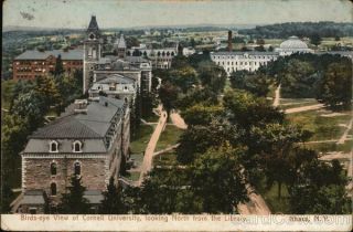 1908 Ithaca,  Ny Cornell University - Birds Eye View Looking North From Library
