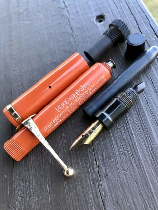 Parker Duofold Jr Fountain Pen,  Orange/red,  Rhr,  14k Medium Nib,