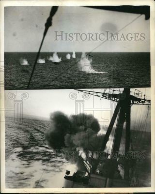 1941 Press Photo Wwii Scenes Of A Battle At Sea Between Italy & Great Britain