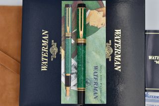 WATERMAN Ideal Man 100 Patrician Jade Green Fountain Pen 18K F Nib 16003 - 3 2
