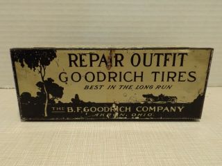 Vintage Goodrich Tires Repair Outfit Tin Metal Box Art Deco Advertising Graphics