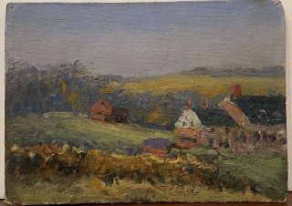 Antique Miniature American School Oil Painting Impressionism On Canvas Board