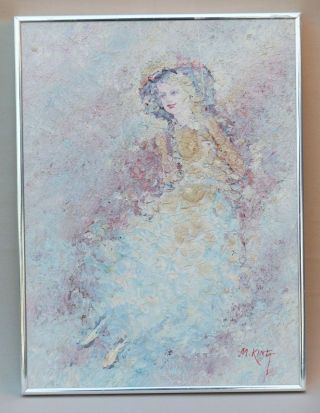 M.  King Signed Oil Painting Victorian Woman On Swing Thick - Rich - Impasto Paint