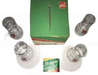 7up The Uncola Set Of Four Glasses With Box And Mini Pamphlet