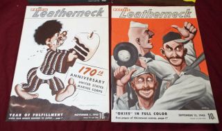 4 Antique 1945 LEATHERNECK Pacific Leatherneck WWII Military MAGAZINES Marines 3