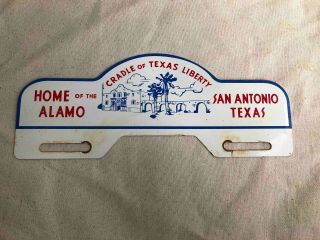 Old San Antonio Texas Home Of The Alamo Painted Souvenir License Plate Topper