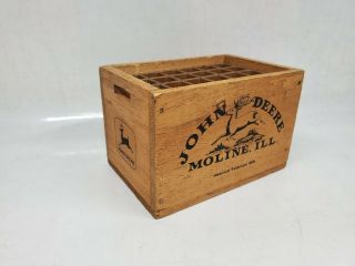 Vintage John Deere Moline Ill Wood Pen/pencil Holder Display Box/crate 4 " X2 3/4 "
