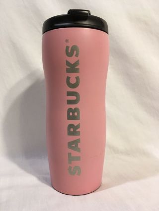 Starbucks Lucy Curved Pink Stainless Steel Tumbler Travel Cold Cup Lid 2008