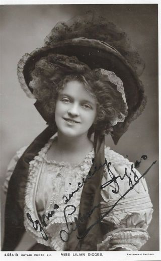 Lilian Digges Hand Signed Autographed Postcard Theatre Performer