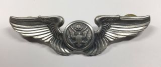 Us Army Airforce Aaf Sterling Silver Wings Pin - 3 " - Us Seal