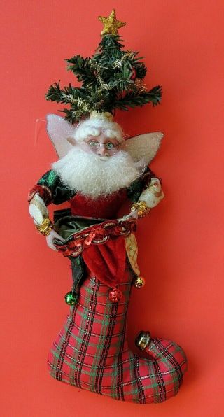 Mark Roberts Santa Christmas Fairy Candy Bag Stocking Jingle Bells Ornament 14 "